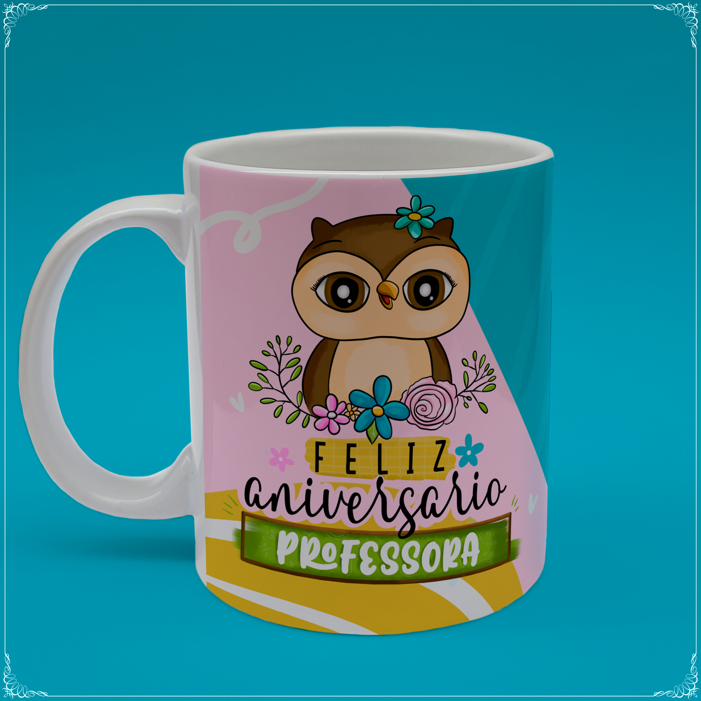 Caneca Feliz Aniversário Professora