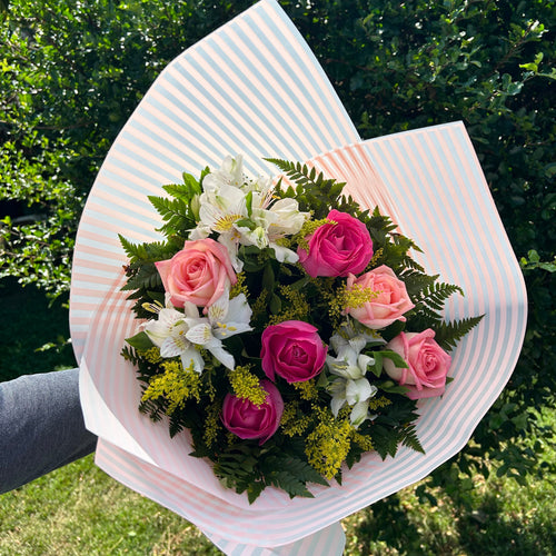 Buquê de 6 Rosas Cor de Rosa